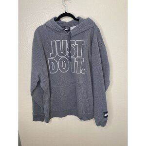 Nike Mens Just‎ Do It Gray Hoodie XL Cotton Blend Casual Wear pocket drawstring